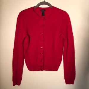 Red 100% Cashmere Cropped Cardigan, M